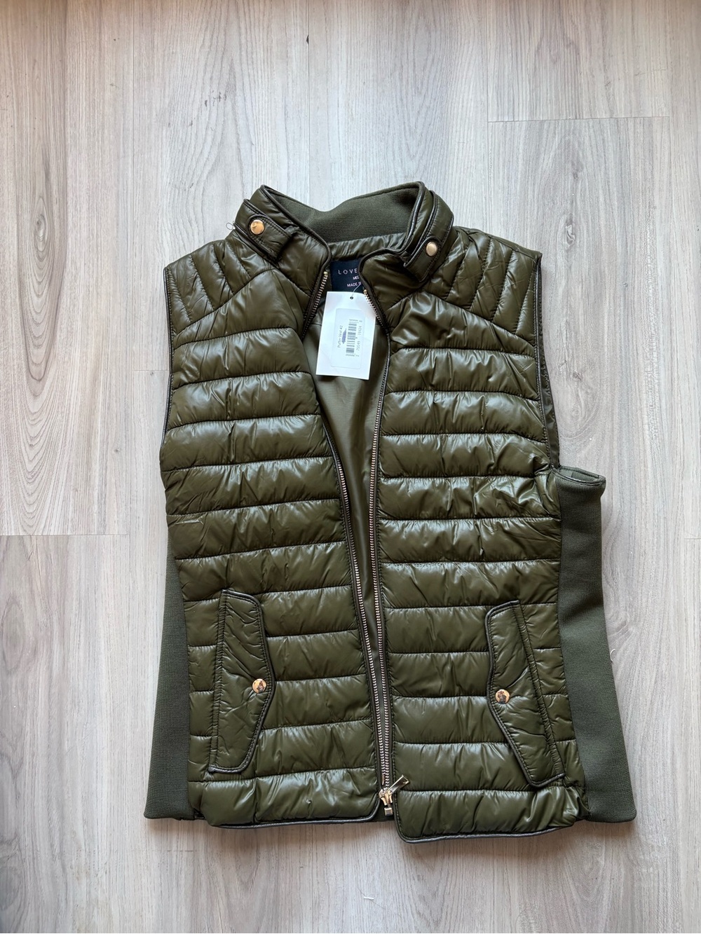 Olive Quilted Packable Vest
